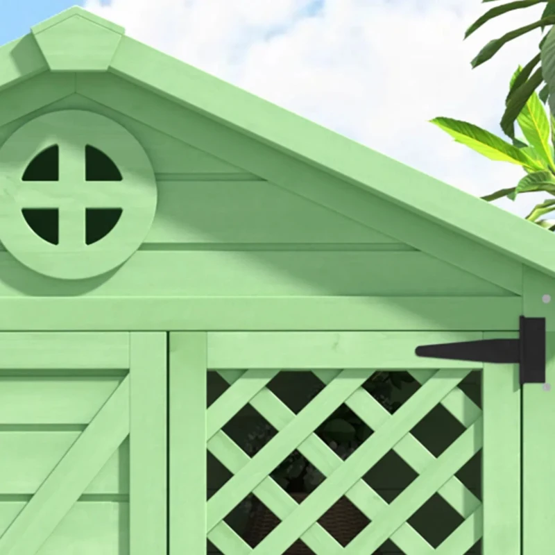 Holz-Gartenschrank Größe groß mit offenem und geschlossenem Regal, Grün