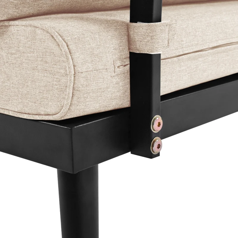 Garten Loungesessel Set für 5-6 Personen, 2 Zweisitzer-Sofas, 2 Einzelsessel, 2 Tische, Beige