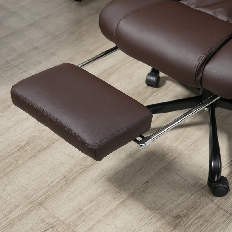 Vinsetto 6-Point Massage Office Chair, PU Leather Desk Chair with Adjustable Height and Footrest for Home Office, Brown