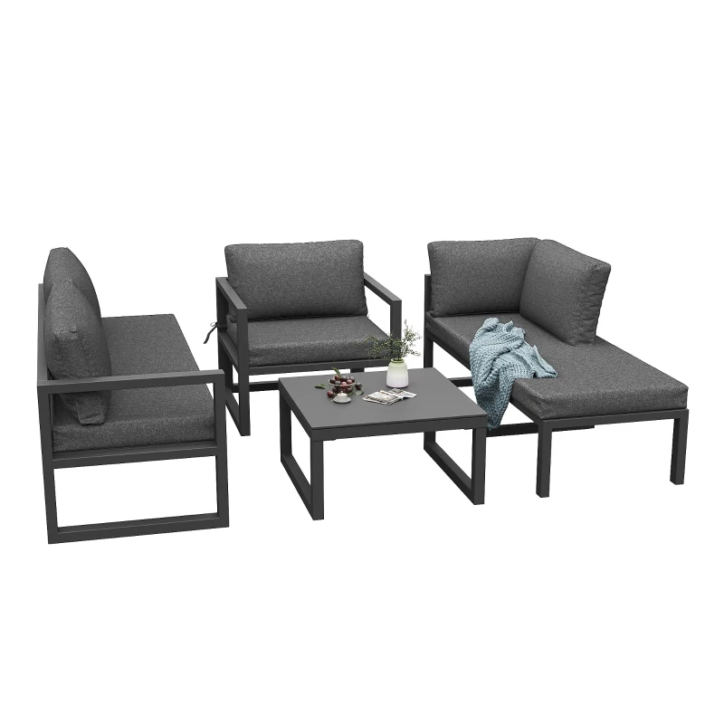 Ensemble de meubles de jardin, avec 2 canapés, 1 canapé individuel et 1 table, Gris(m-11)