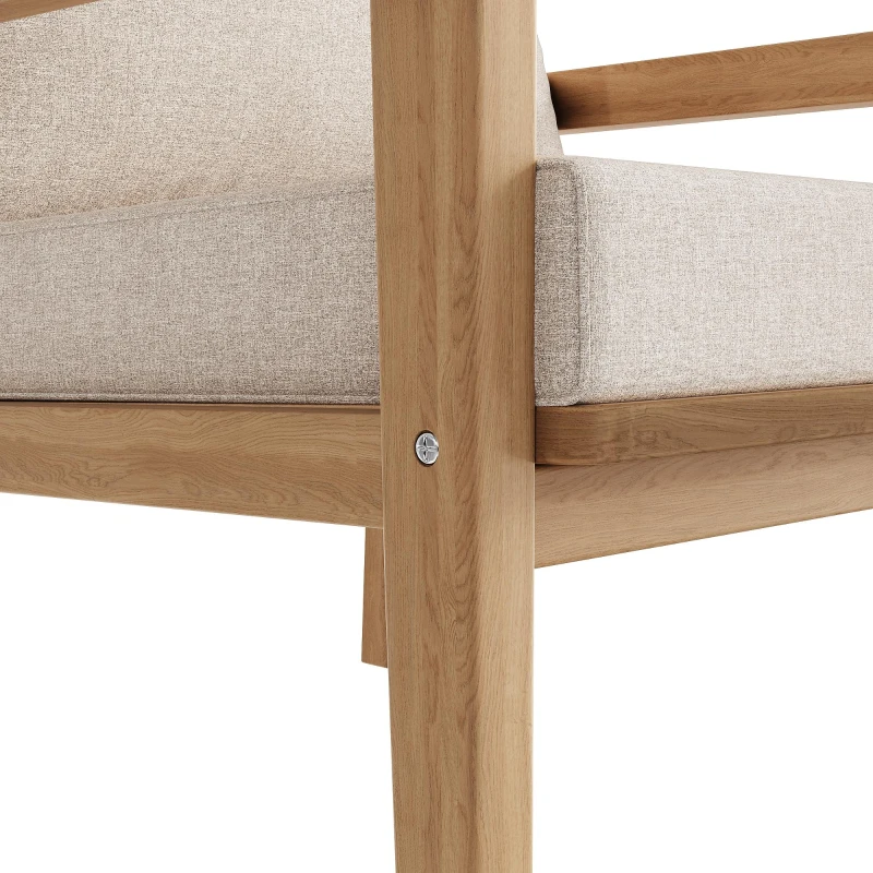 Ensemble de canapé d'extérieur en bois, ensemble de meubles de jardin pour 4-5 personnes avec 2 canapés individuels, 1 canapé double, 1 table, Couleur naturelle