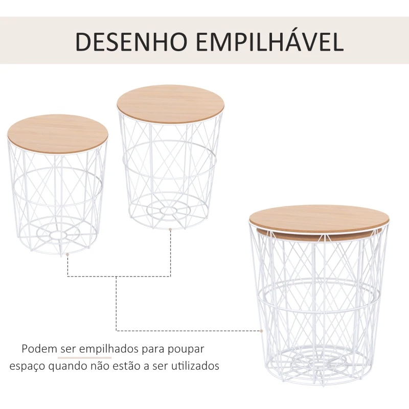 HOMCOM Conjunto de 2 Mesinhas de Centro Industrial Mesa de Apoio Metálica para Sala de estar