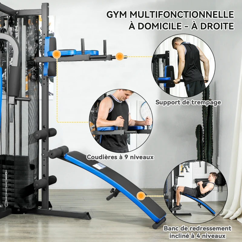 Station de musculation multifonction - Collaboration Aosom.fr x FFHandball - 10 contrepoids 65 kg filet de protection