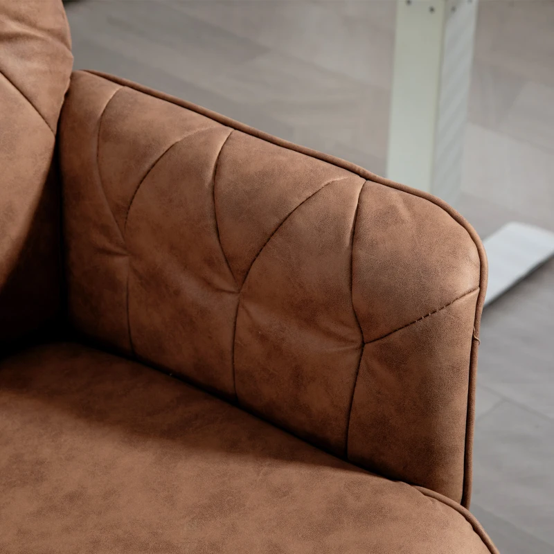 Vinsetto Office Desk Chair, Microfibre Vanity Chair with Height Adjustable, Armrest, Swivel Chair for Home, Coffee