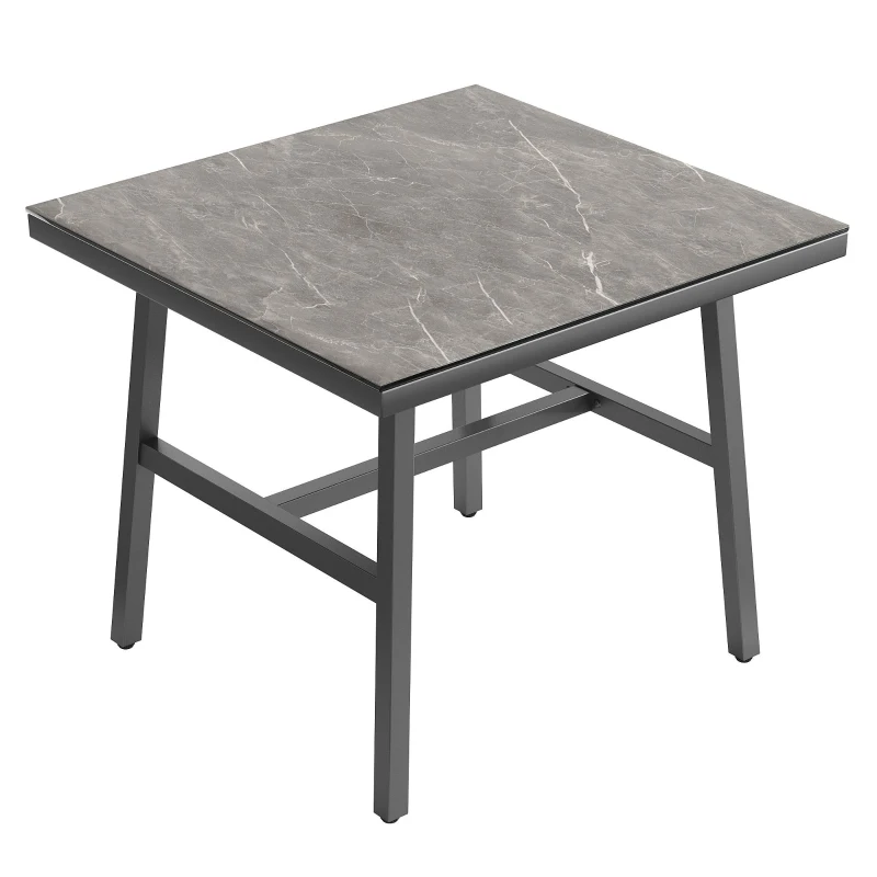 Juego de Muebles de Jardín con Sofá Esquinero y Tablero de Mesa de Vidrio Templado Incluye Cojines de Asiento y Respaldo Gris