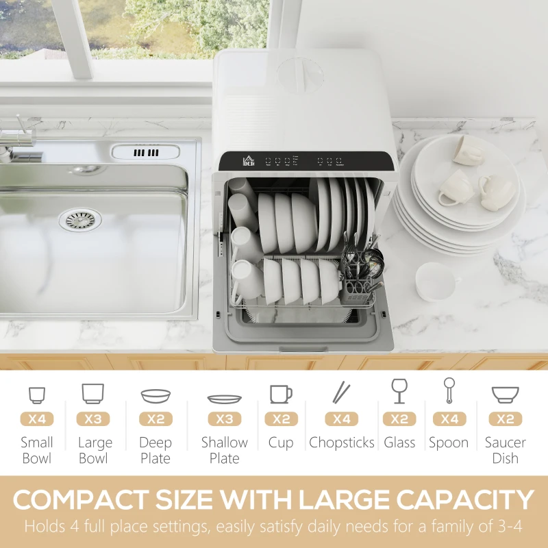 HOMCOM Multi-Program 6L Tabletop Dishwasher(m-4)