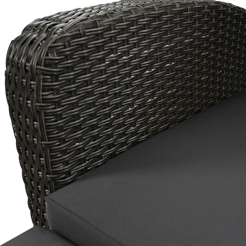 Ensemble de fauteuils de jardin pour 2 personnes, dossier réglable, avec repose-pieds ou utilisable comme lit d'extérieur, 120x74x95 cm, Gris(m-9)