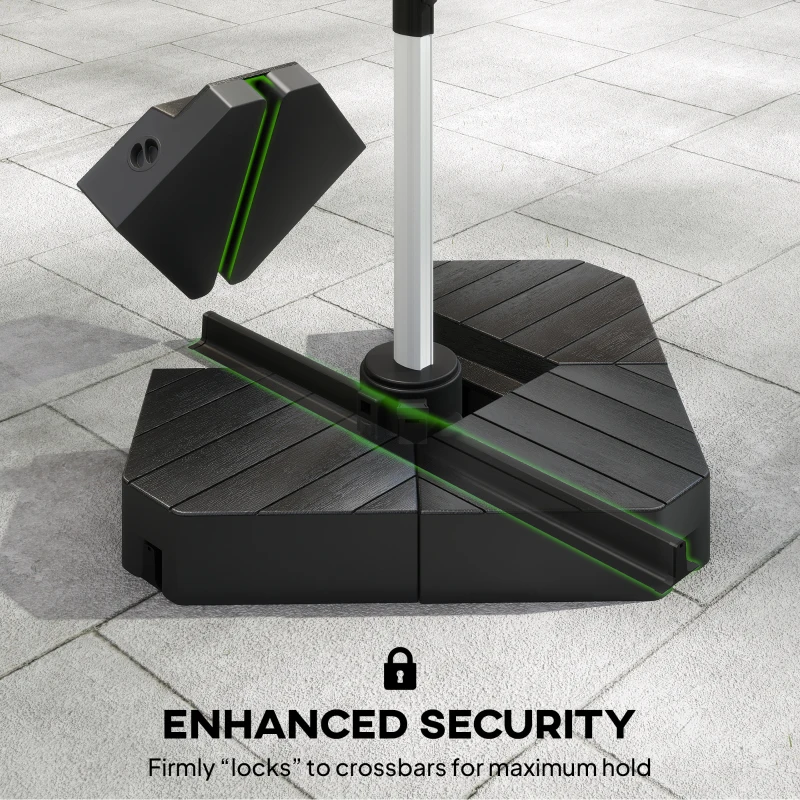 Outsunny Umbrella Weights for Cantilever Parasols, Set of 4 Heavy Duty Parasol Base Stand Weights, 80kg Sand or 60kg Water Filled, Black