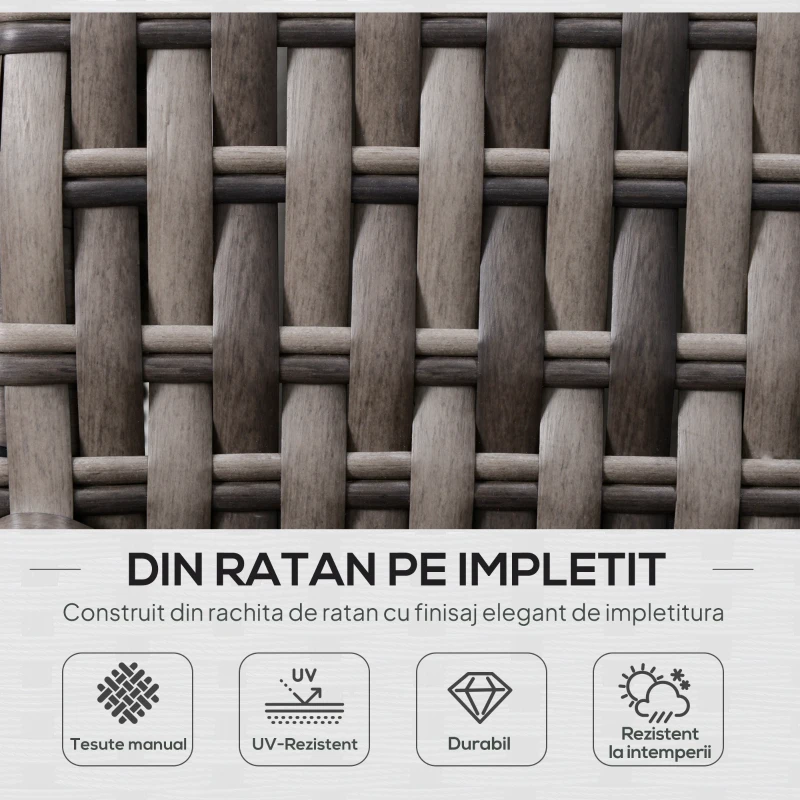 Outsunny Salon de Gradina Set 3 Buc 2 Canapele de Exterior 1 Masa Ratan Gri(m-4)