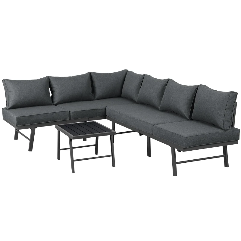 Juego de Muebles de Jardín para 5-6 Personas con 2 Sofás de 3 Plazas 1 Mesa Incluye 7 Cojines Grises Gris