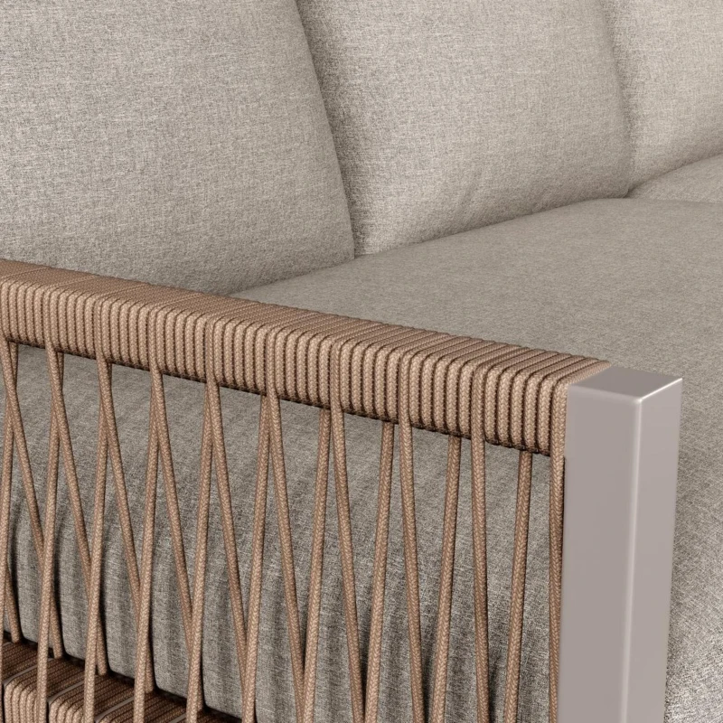 Juego de Salón de Jardín para 6-7 Personas Incluye Cojines de Asiento y Respaldo Beige