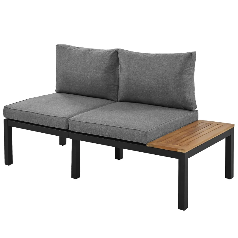 Set di mobili da giardino con 2 divani a 2 posti, 2 tavolini, 1 tavolo, 205x145x66 cm, Grigio