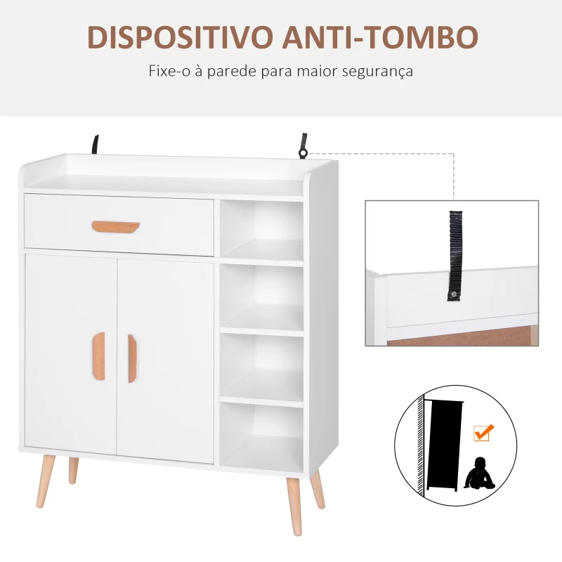 HOMCOM Aparador multiuso para cozinha sala de jantar  80x29,5x96cm Branco