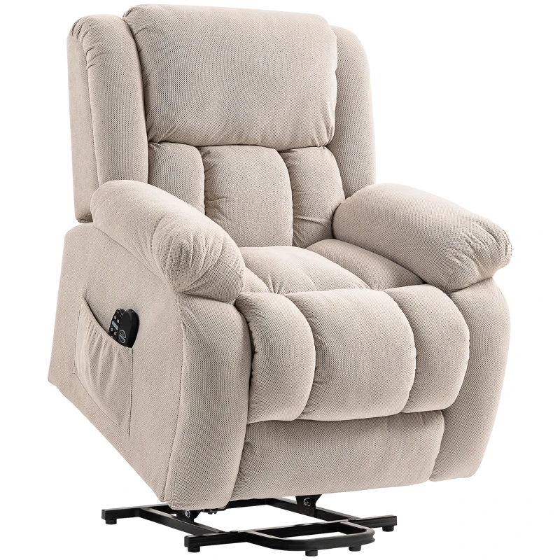 HOMCOM Fauteuil releveur électrique massage et chauffage avec repose-pied, dossier inclinable, télécommande et poche latérale(m-11)