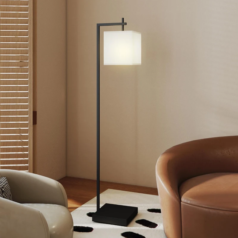 HOMCOM Lampada da Terra con 10 Luminosità e Temperatura del Colore Regolabile, Telecomando e Lampadina 9W, Nero