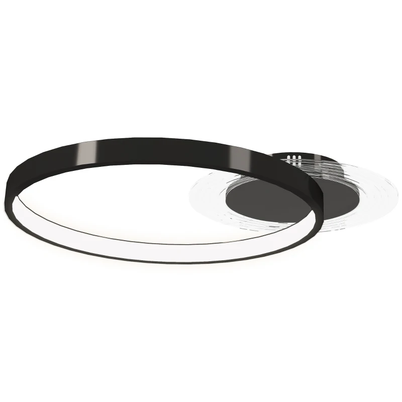 HOMCOM Plafoniera LED Moderna a 2 Anelli con Temperatura Colore Regolabile, Potenza 30W, Nero