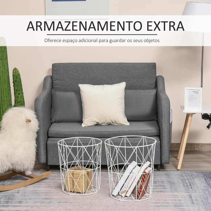 HOMCOM Conjunto de 2 Mesinhas de Centro Industrial Mesa de Apoio Metálica para Sala de estar