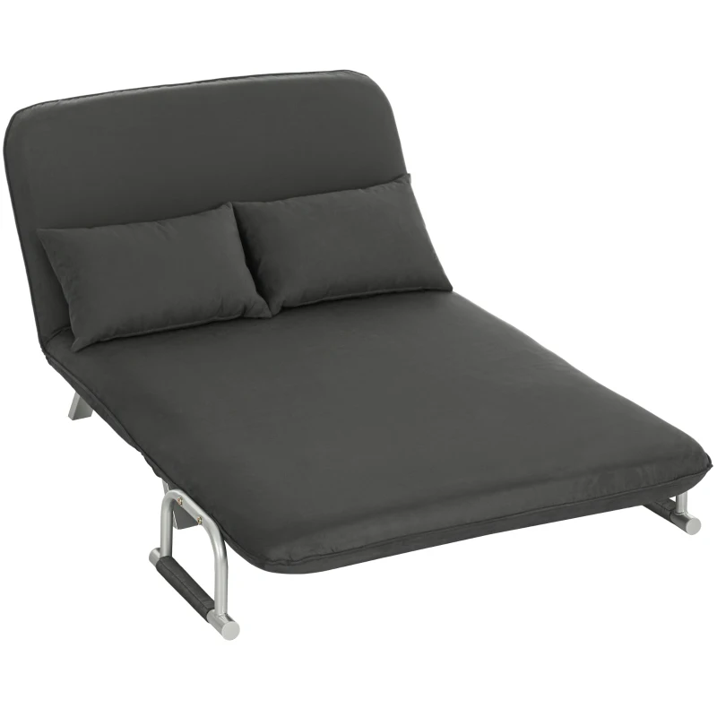 HOMCOM Two-Seater Click-Clack Sofa Bed - Charcoal Grey