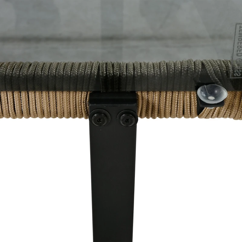 Ensemble de mobilier de jardin 4 pièces avec corde, canapé deux places, 2 fauteuils individuels et table basse, Beige