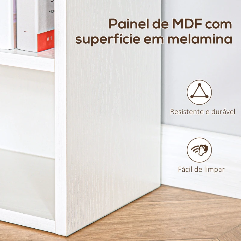 HOMCOM Estante de 6 níveis estante vertical sistema anti-tombamento de desenho moderno 60x21x162,5 cm Branco