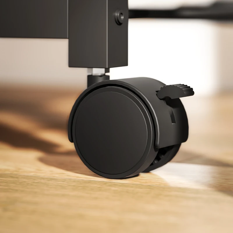 HOMCOM Mueble para Impresora de 4 Niveles con Estación de Carga Ruedas y Marco Metálico para Oficina Casa Marrón Rústico