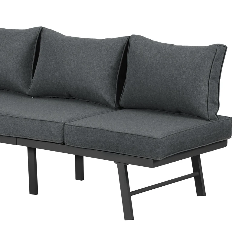 Juego de Muebles de Jardín para 5-6 Personas con 2 Sofás de 3 Plazas 1 Mesa Incluye 7 Cojines Grises Gris