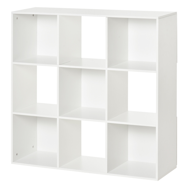 HOMCOM Estante para Livros de 3 Níveis Estante de Madeira com 9 Compartimentos Estante Modular 91,5x29,5x91,5 cm Branco