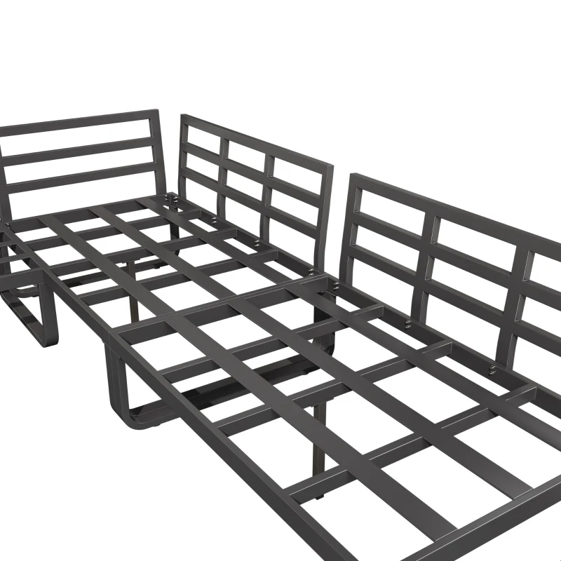Ensemble de meubles de jardin pour 4-5 places assises, 2 tables basses intégrées, coussins de siège confortables et oreillers, Gris