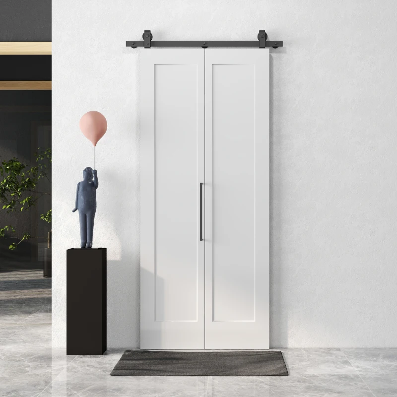 HOMCOM Porta Scorrevole a Libro Pieghevole a Portafoglio con Superficie Verniciabile, 90x210 cm, Bianco