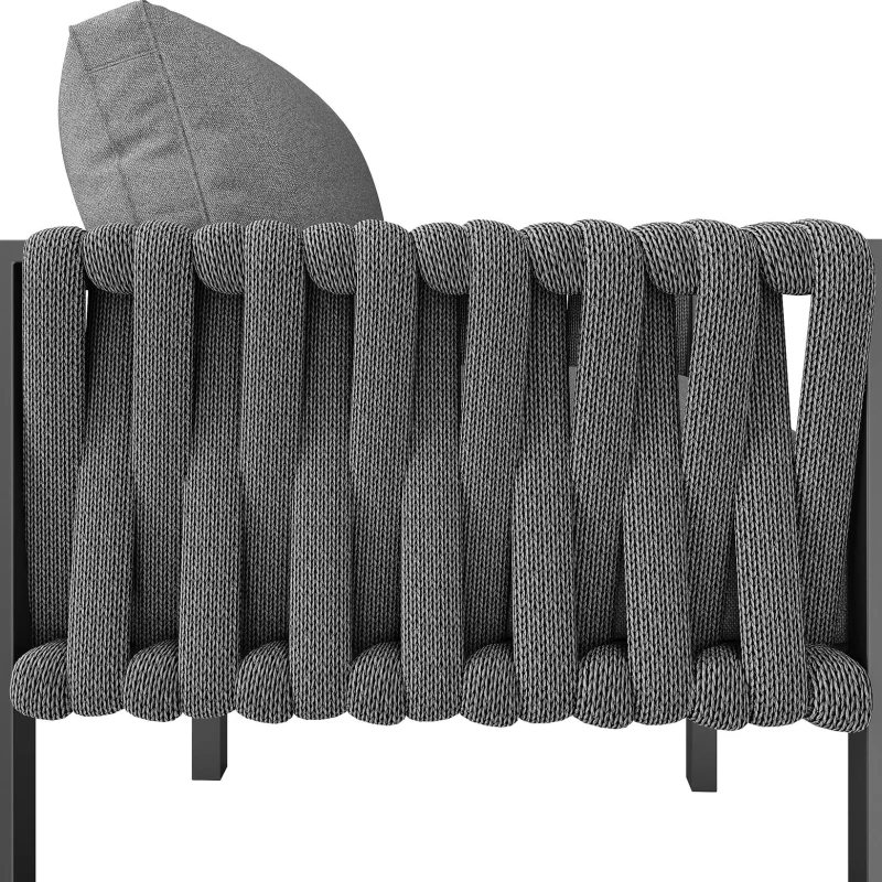 Juego de Muebles de Jardín con Sofá Esquinero y Tablero de Mesa de Vidrio Templado Incluye Cojines de Asiento y Respaldo Gris