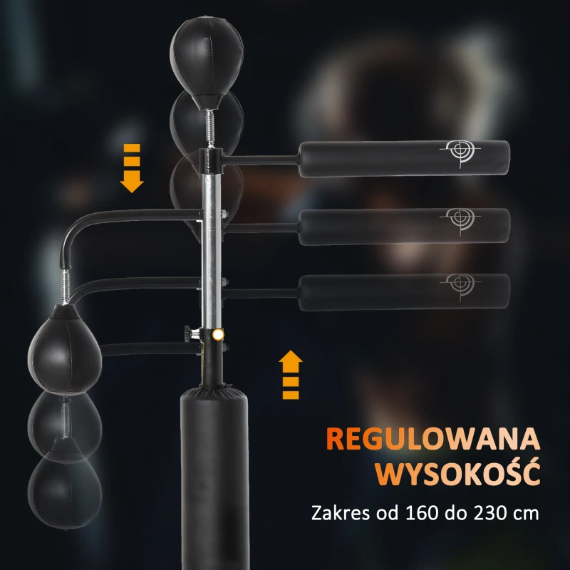 HOMCOM Stojak bokserski zestaw bokserski z gruszką 160–230cm z regulacją wysokości wolnostojący