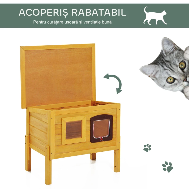 PawHut Cușcă pentru Animale Domestice din Lemn de Brad, 70x51.5x60cm