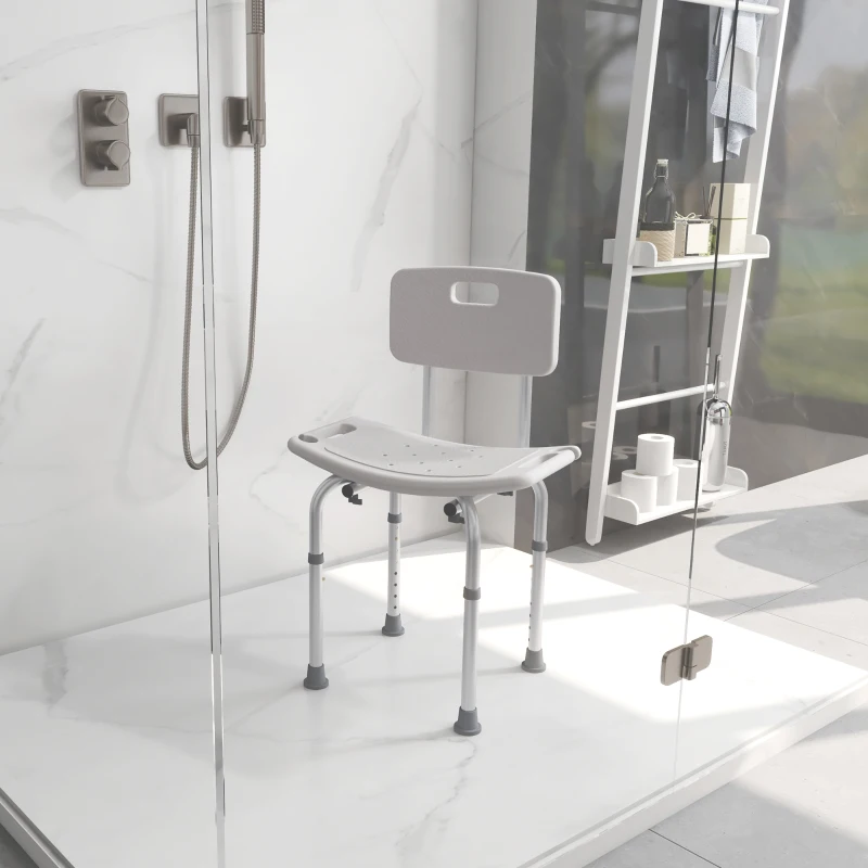 HOMCOM Bath Chair Shower Stool Safety Seat Bathroom Adjustable Positions Elderly Aids