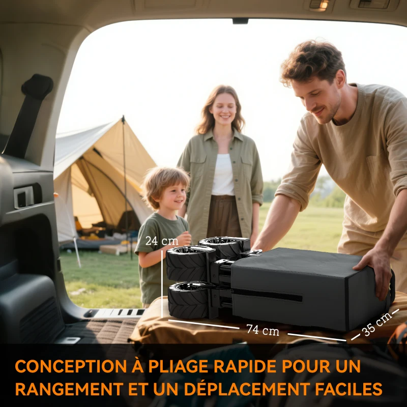 Outsunny Chariot à roulettes pliable chariot de transport à roulettes charge 70 kg poignée télescopique 108 x 55 cm gris foncé