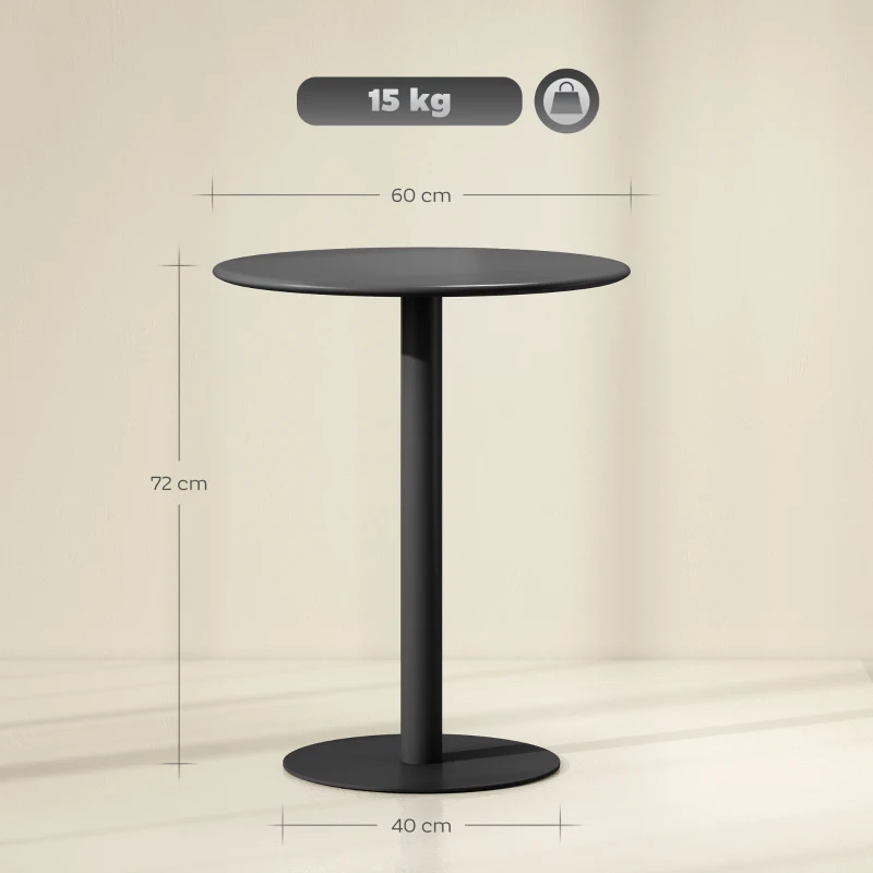 HOMCOM Ronde Eettafel voor 2 Personen, Staal, voor Binnen en Buiten, Zwart(m-3)