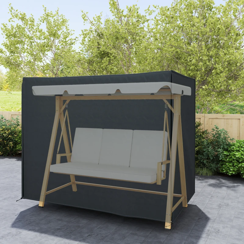 Outsunny Housse de Protection balancelle de Jardin 3 places, bâche étanche et anti-UV 420D, dim. 2,20L x 1,25l x 1,72H m PE Noir
