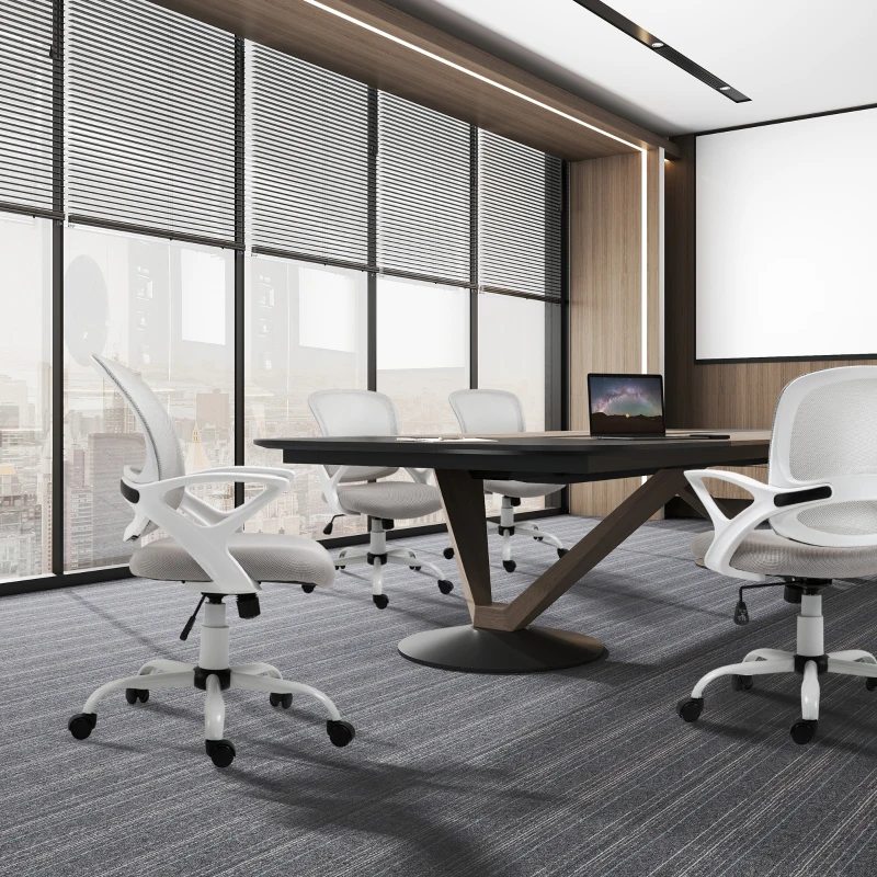 Vinsetto Silla de Oficina Silla de Escritorio de Malla Transpirable Basculante con Altura Ajustable Asiento Giratorio 360° y Soporte Lumbar 61x61x89-99 cm Gris