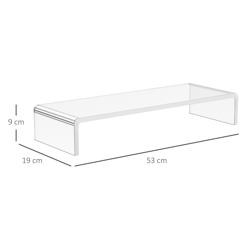 HOMCOM Support écran moniteur acrylique transparent moderne 530 x 190 x 90 mm neuf