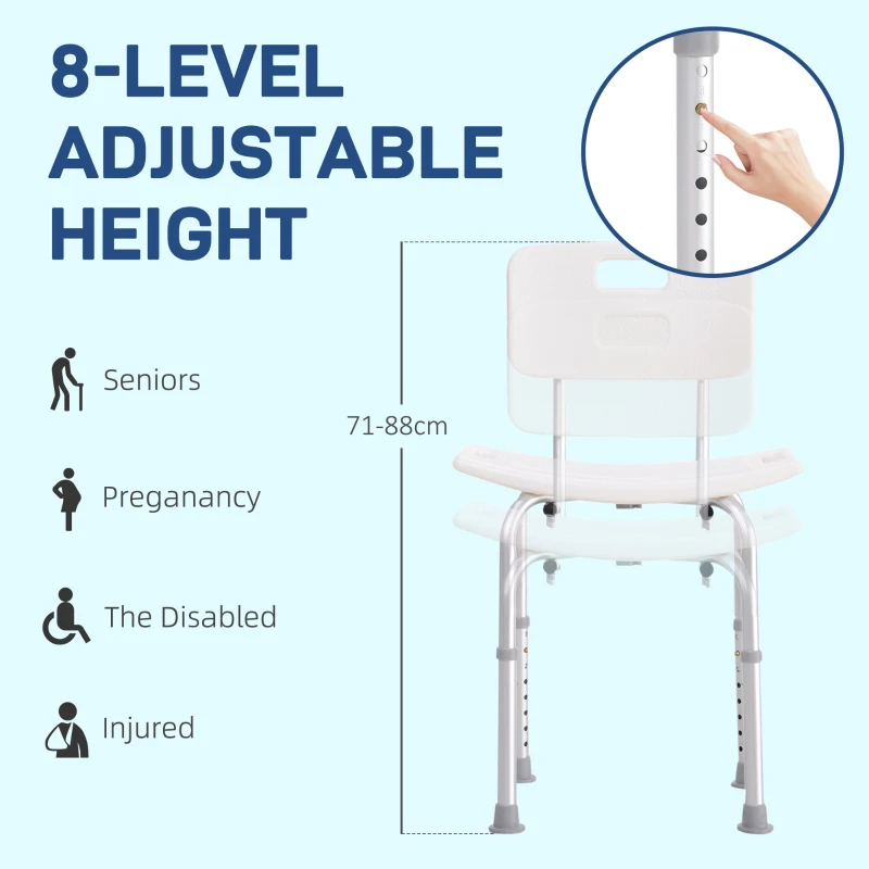 HOMCOM Bath Chair Shower Stool Safety Seat Bathroom Adjustable Positions Elderly Aids