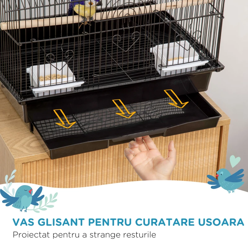 PawHut Colivie pentru Pasari cu Maner de Transport si Tava