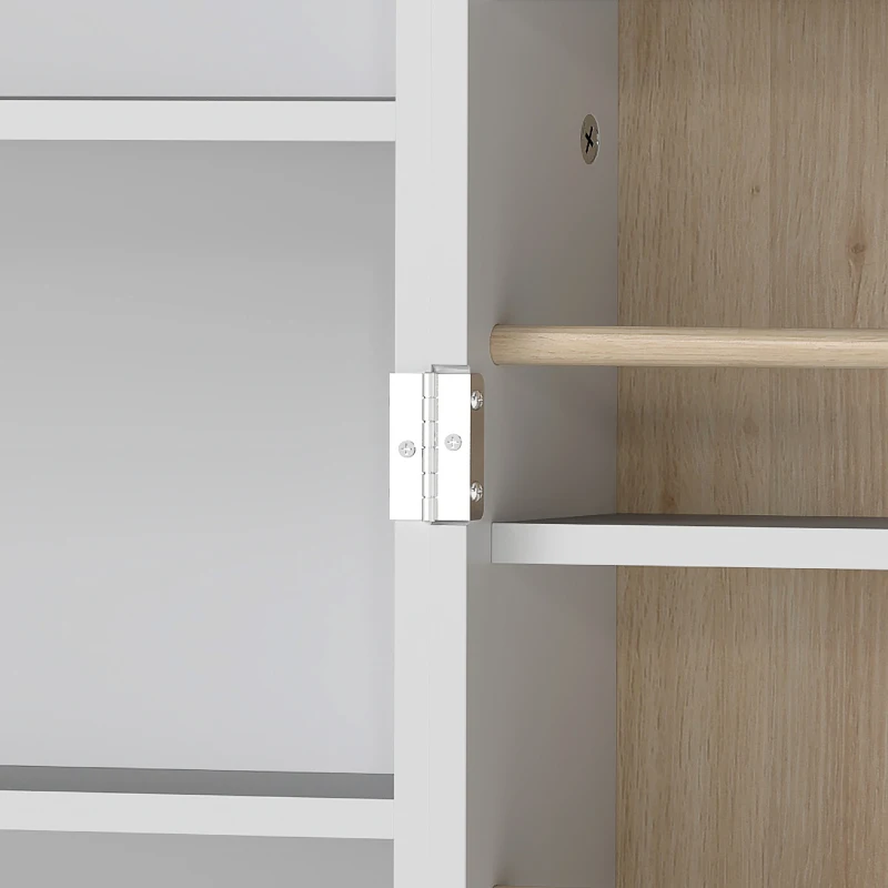 HOMCOM Armoire de cuisine meuble cuisine rangement avec 12 étagères à portes, étagères ajustables, 58x29x119,5cm, blanc(m-9)