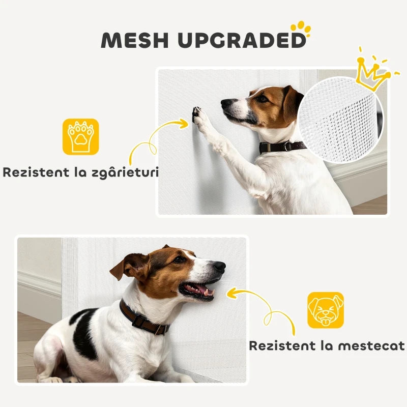 PawHut Gard Extensibil pentru Câini 0-144cm cu Blocare Automată, Alb