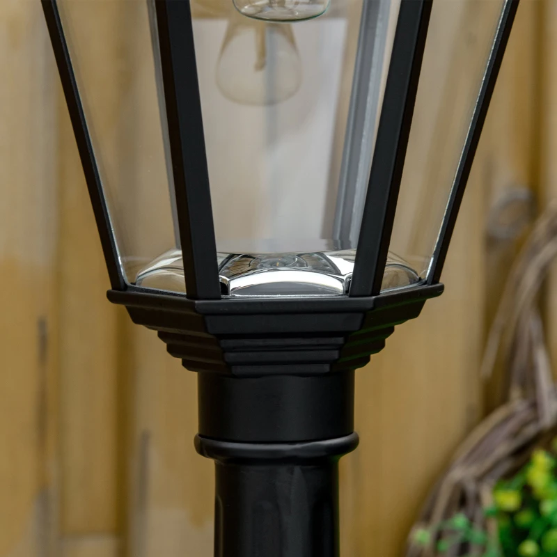 Outsunny Stâlp Solar de Grădină cu Lumină LED și Senzor de Mișcare, Negru