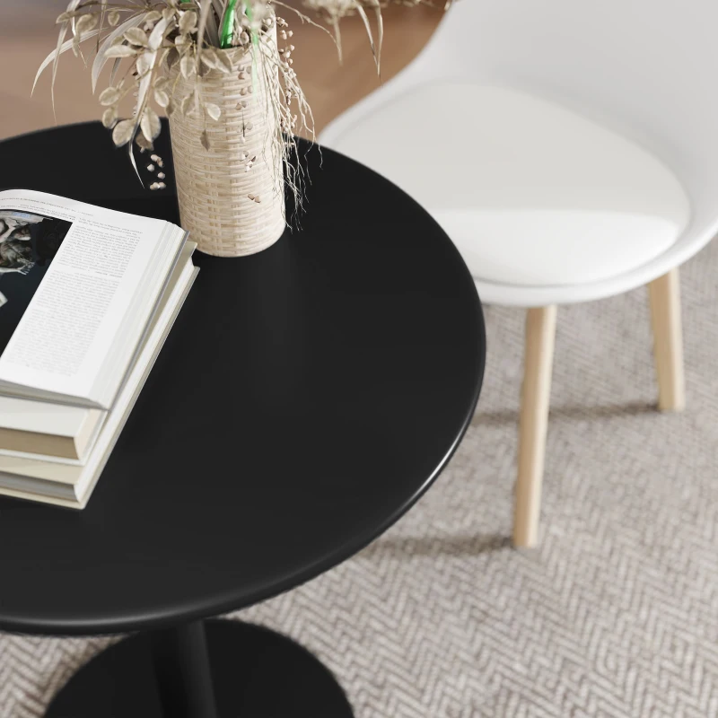 HOMCOM Ronde Eettafel voor 2 Personen, Staal, voor Binnen en Buiten, Zwart(m-9)