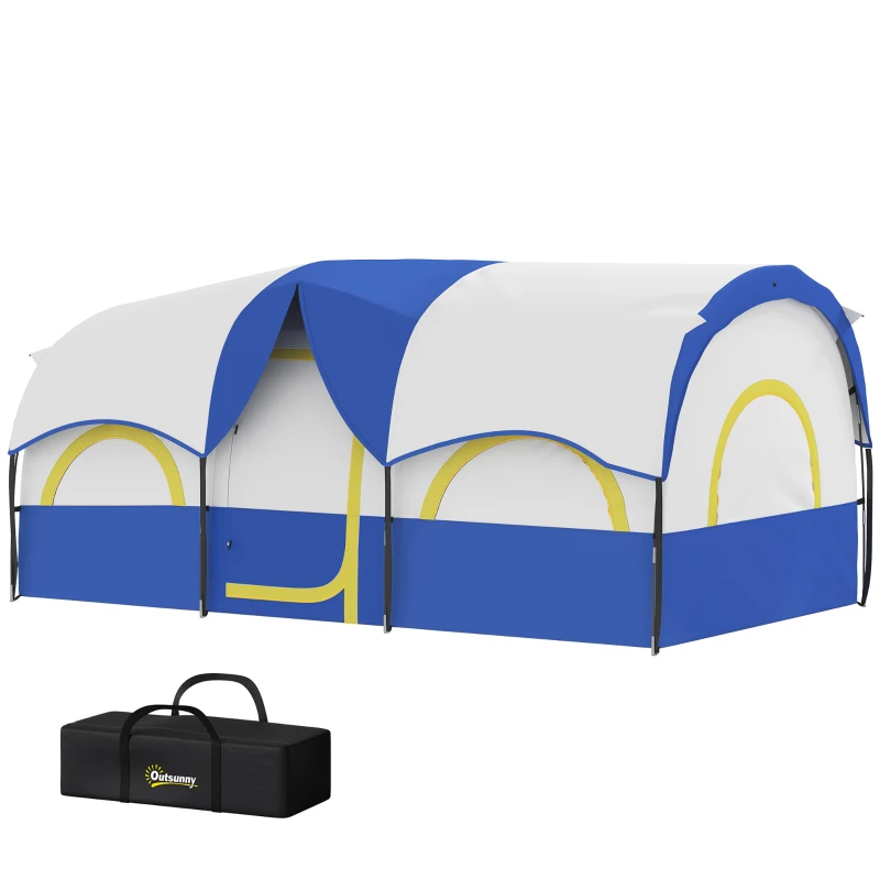 Outsunny Tenda da Campeggio con 2 Camere da Letto e Spazio Centrale, Impermeabile, Blu Scuro