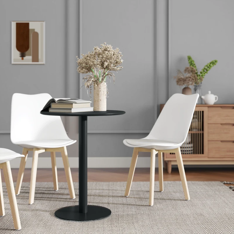 HOMCOM Ronde Eettafel voor 2 Personen, Staal, voor Binnen en Buiten, Zwart(m-8)