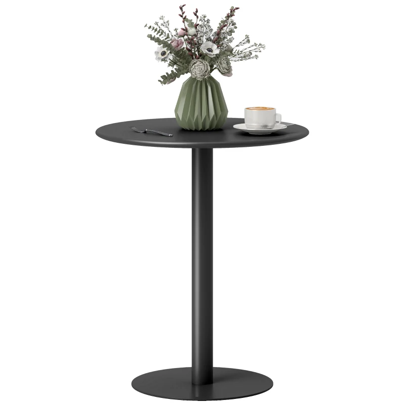 HOMCOM Ronde Eettafel voor 2 Personen, Staal, voor Binnen en Buiten, Zwart(m-10)