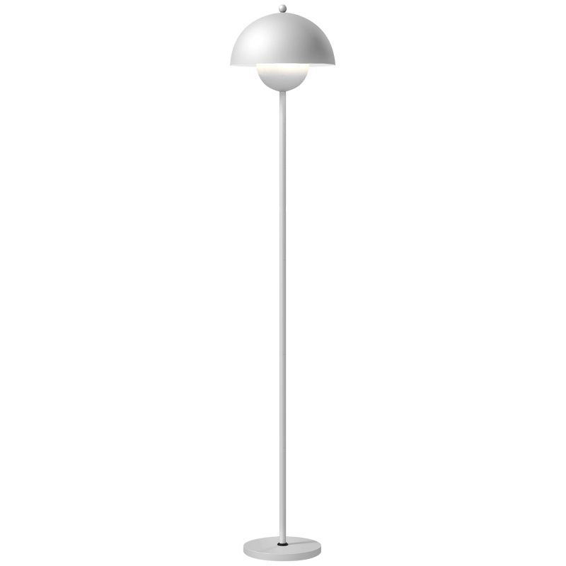 HOMCOM Lámpara de Pie para Salón Moderna con Pantalla de Cuenco Interruptor de Pie Casquillo E27 Sin Bombilla Ø30x155 cm Plata