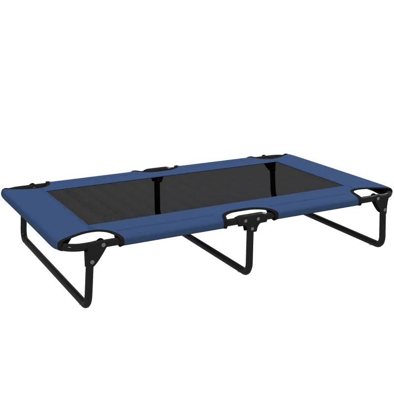 PawHut Lit surélevé pour chiens pliable rafraîchissant, lit de camp pour animaux en maille respirante 107x61x20cm bleu foncé