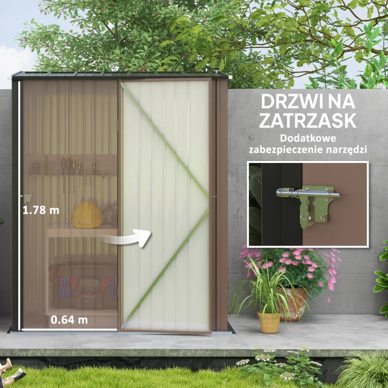 Outsunny Szopa na narzędzia z dachem jednospadowym 1,34 m² Metal szopa ogrodowa  Szopa na narzędzia stal